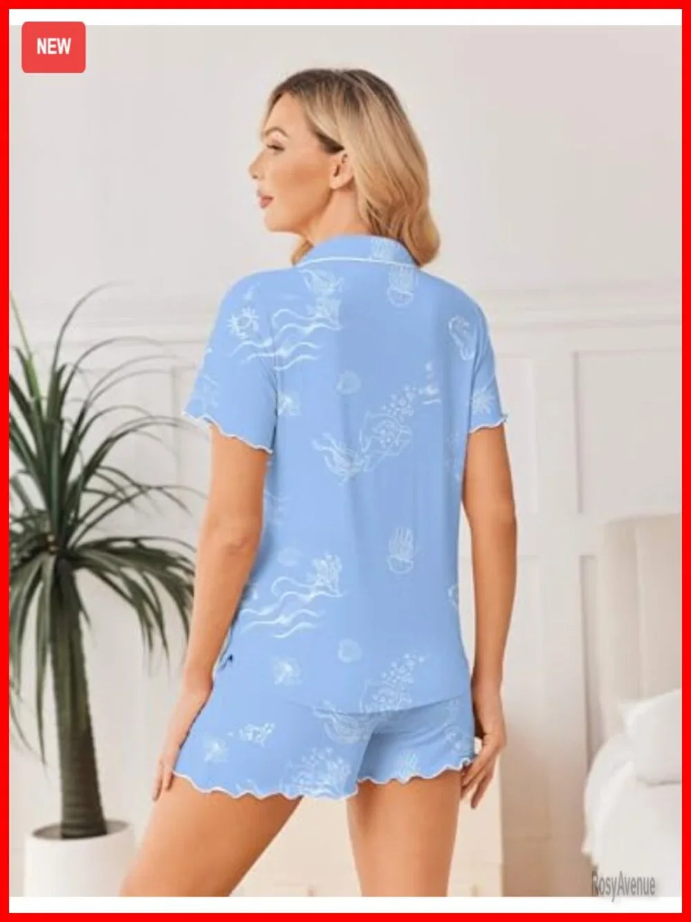 Viscose from Bamboo Pajama Set Button Up Ruffle Sleepwear 2 Piece Lounge Shorts